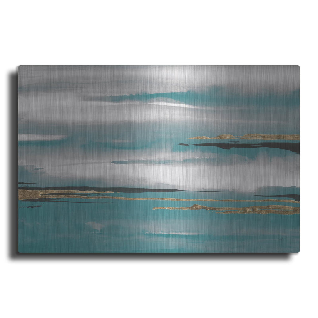 'Gilded Storm 1 Teal Grey' by Chris Paschke – Metal Wall Art