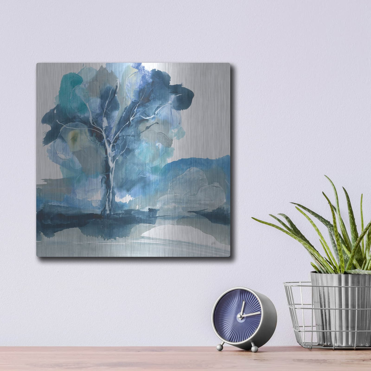 'Blue Impasto 2' by Chris Paschke – Metal Wall Art, 12x12 room view