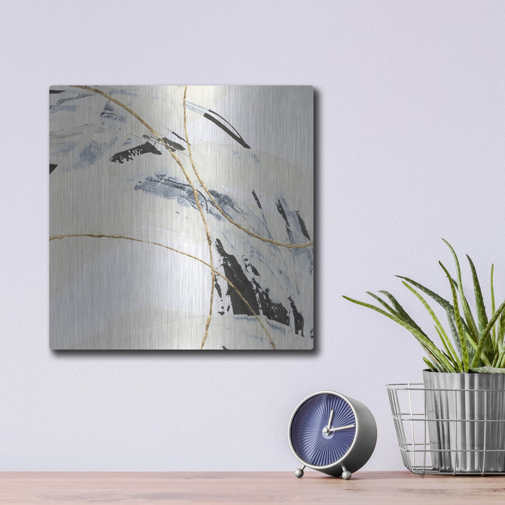 'Gold And Cream 3' by Chris Paschke – Metal Wall Art, 12x12 room view