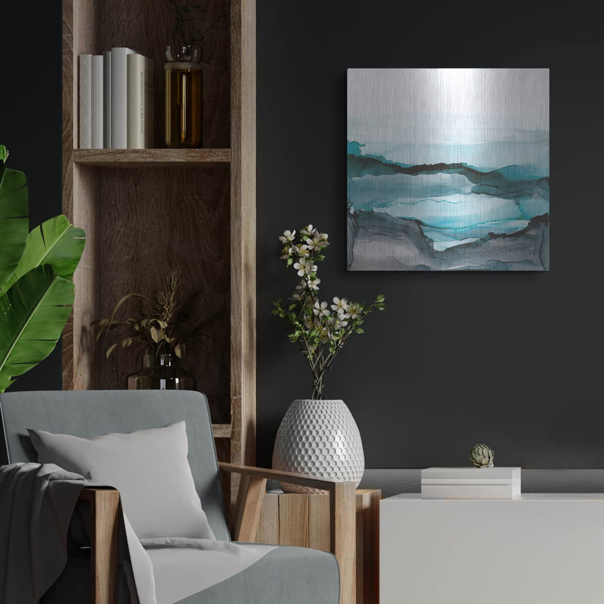 'Aquascape 2' by Chris Paschke – Metal Wall Art, 24x24 room view