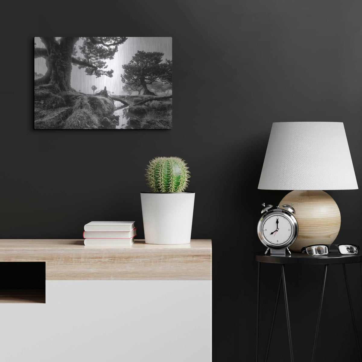 'Black & White Fanal' by Martin Podt – Metal Wall Art, 24x16 room view