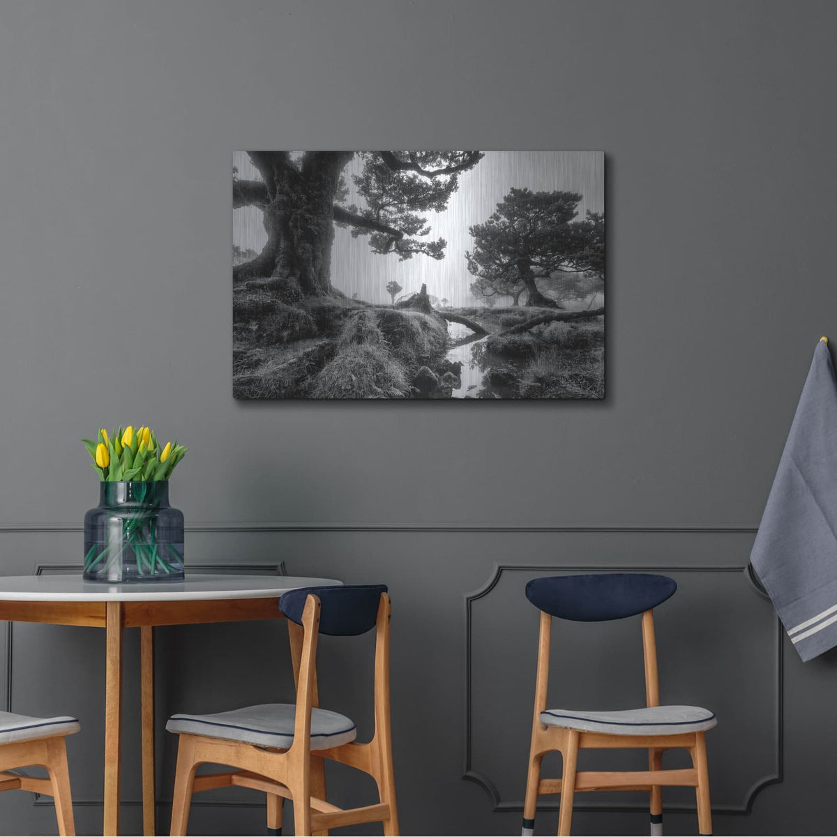 'Black & White Fanal' by Martin Podt – Metal Wall Art, 36x24 room view
