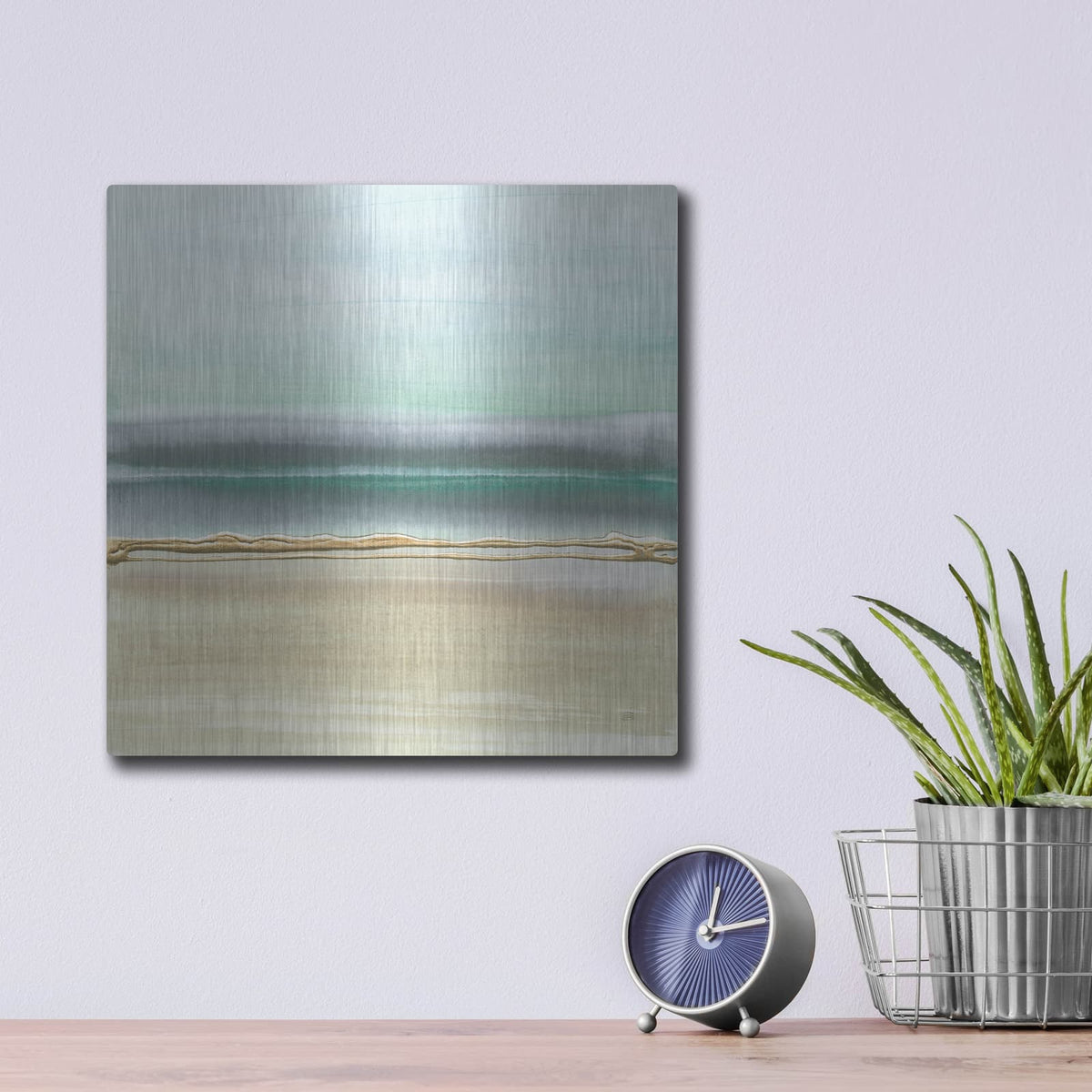 'Linear Emerald 1' by Chris Paschke – Metal Wall Art, 12x12 room view