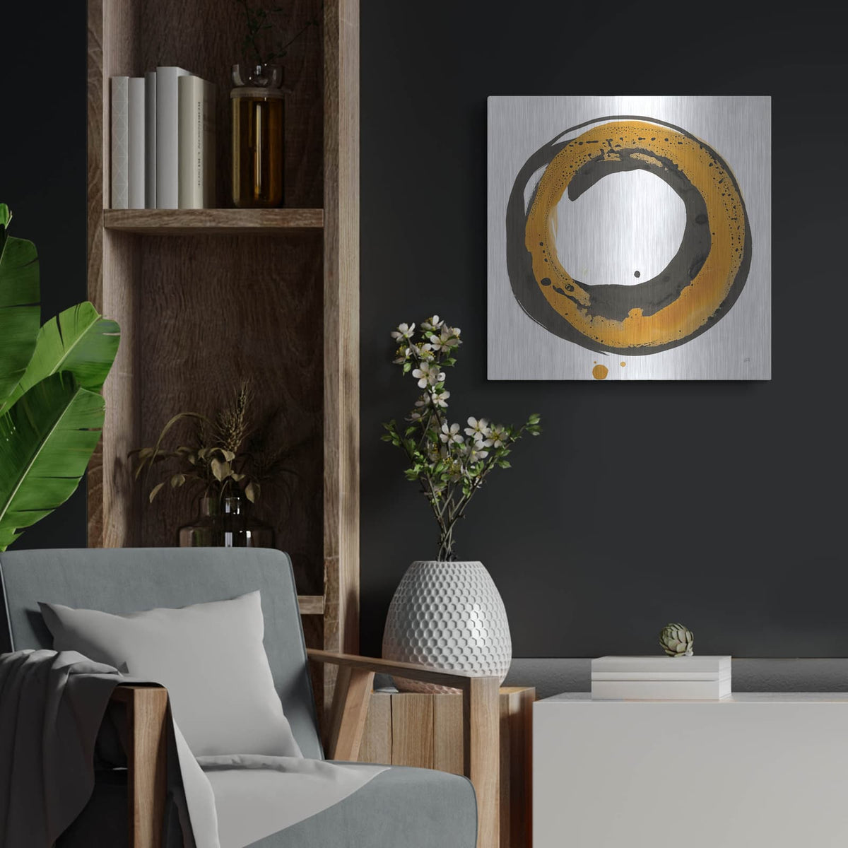 'Amber Enso 2' by Chris Paschke – Metal Wall Art, 24x24 room view