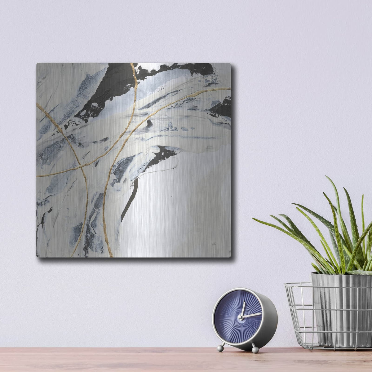 'Gold And Cream 2' by Chris Paschke – Metal Wall Art, 12x12 room view