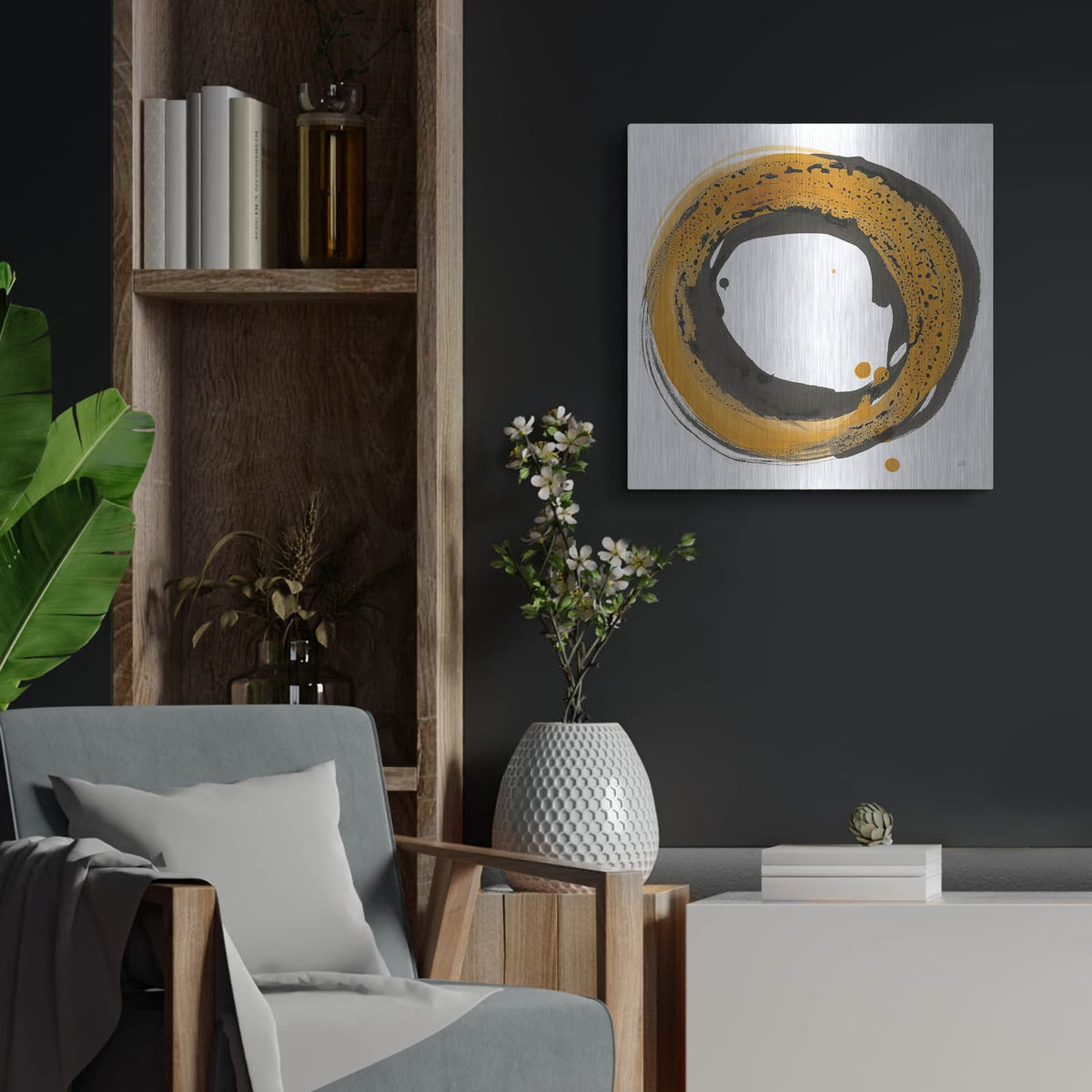 'Amber Enso 1' by Chris Paschke – Metal Wall Art, 24x24 room view