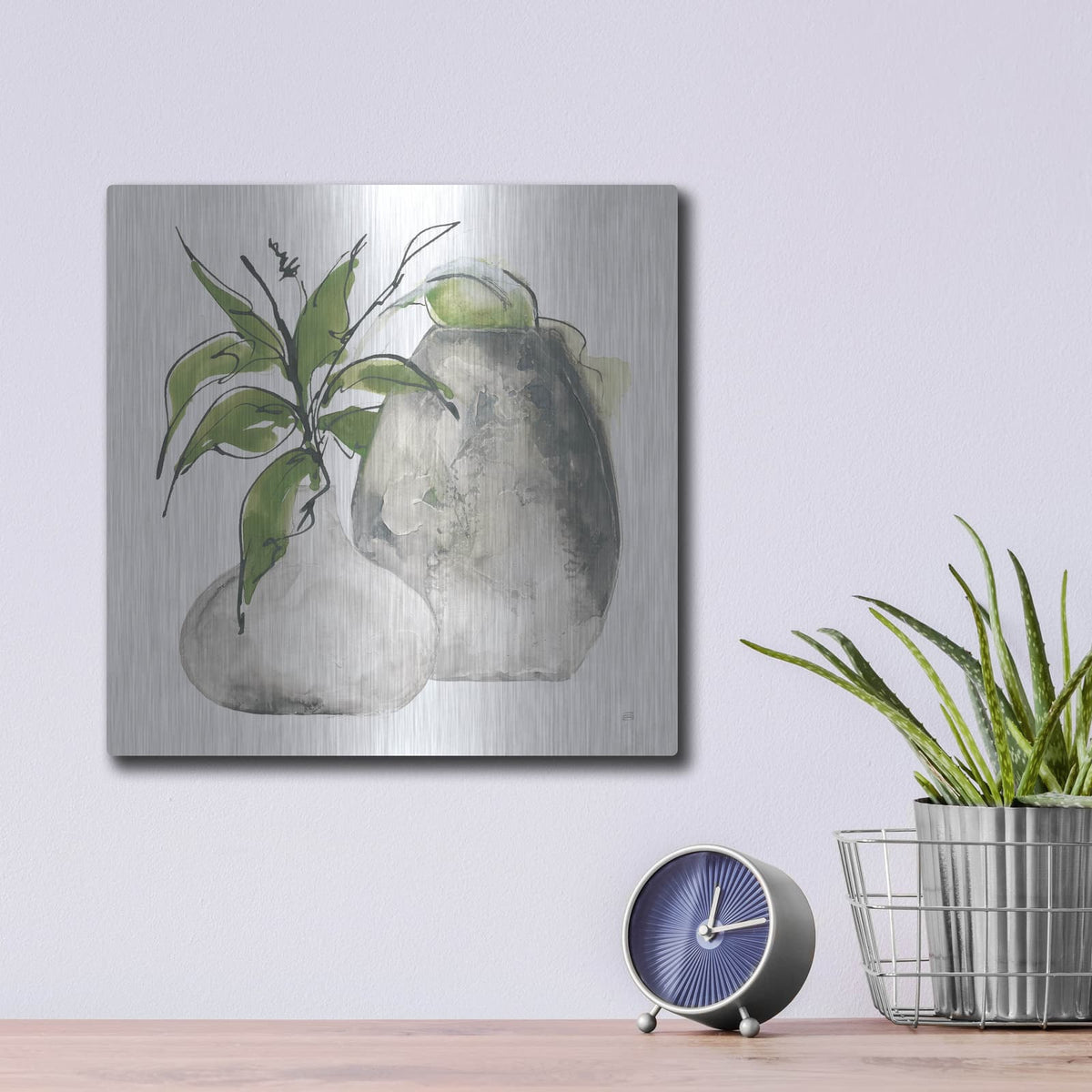 'Two Vases 1' by Chris Paschke – Metal Wall Art, 12x12 room view