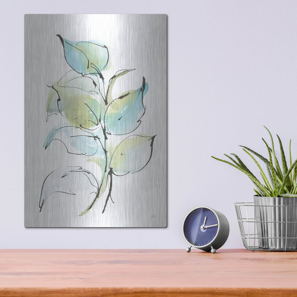 'Textured Leaves 2' by Chris Paschke – Metal Wall Art, 12x16 room view