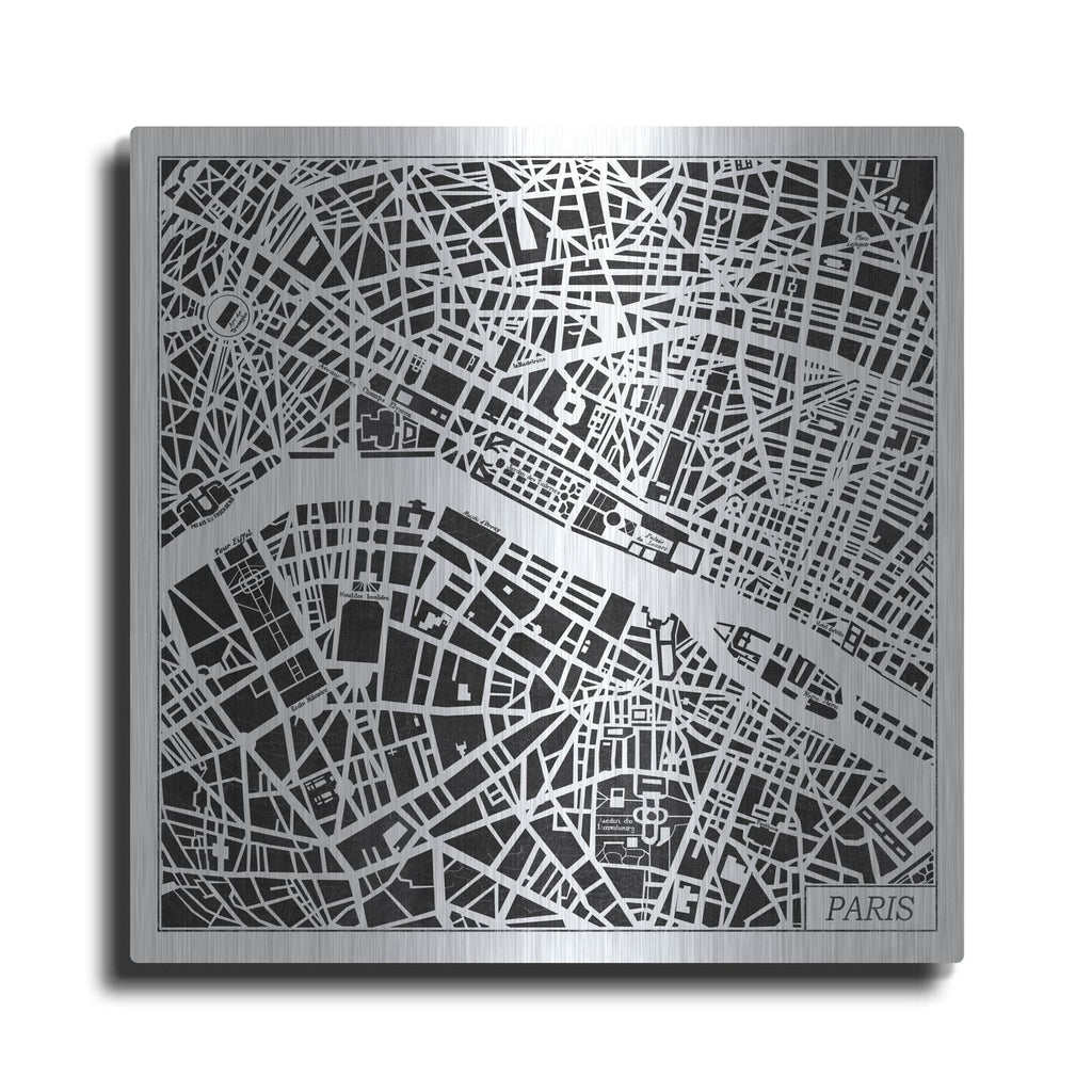 'Paris Map Black' by Laura Marshall – Metal Wall Art
