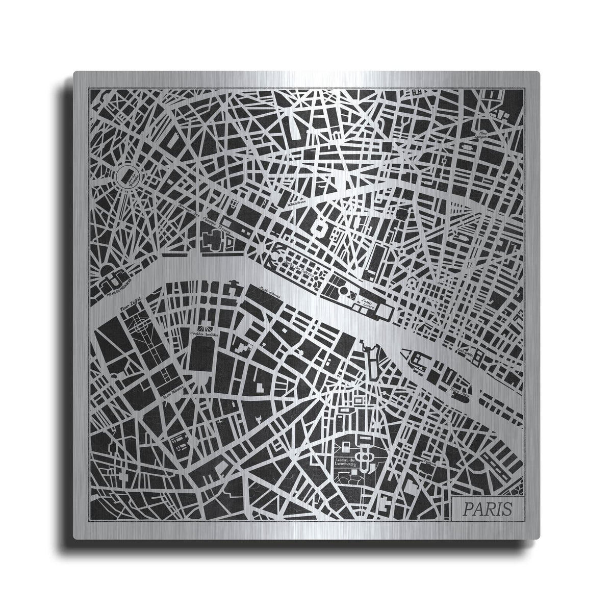 'Paris Map Black' by Laura Marshall – Metal Wall Art
