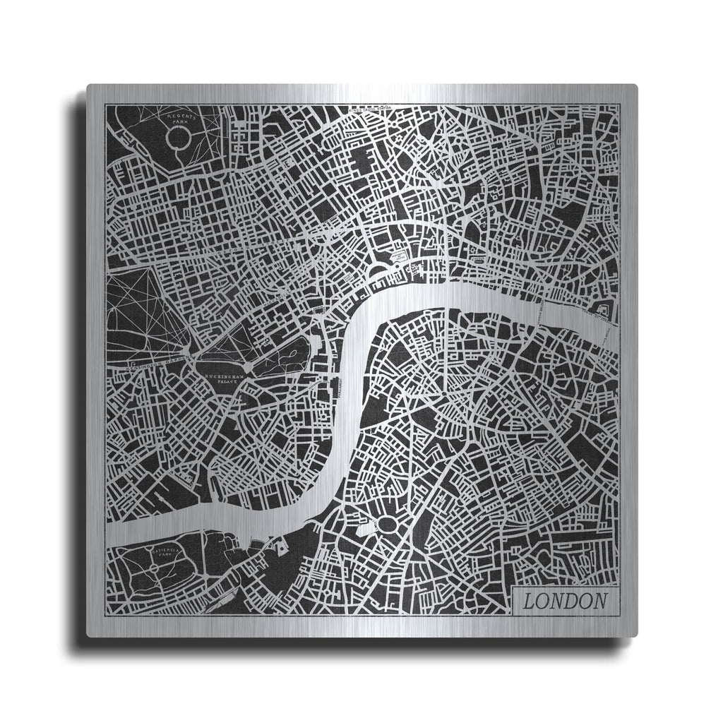 'London Map Black' by Laura Marshall – Metal Wall Art