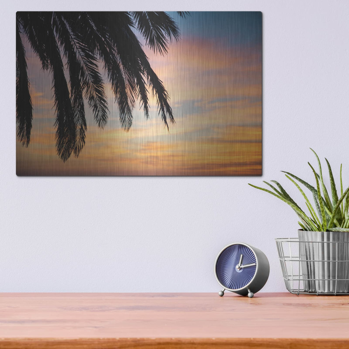 'Sunset Palms 1' by Laura Marshall – Metal Wall Art, 16x12 room view