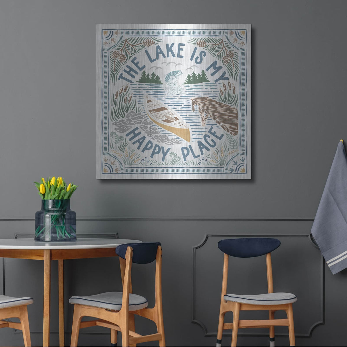 'Lakeside Days 3' by Laura Marshall – Metal Wall Art, 36x36 room view
