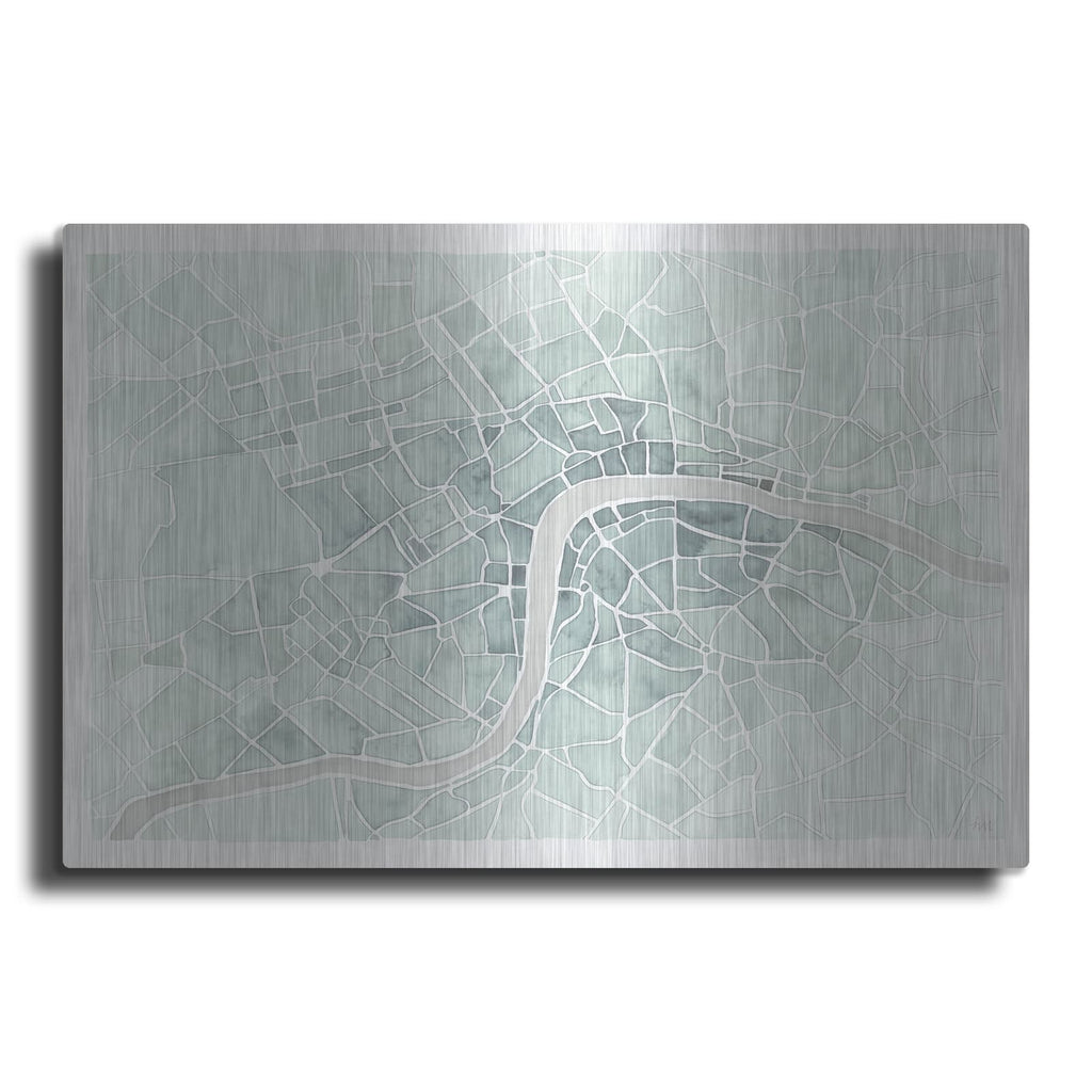 'Watercolor Wanderlust London Mint' by Laura Marshall – Metal Wall Art