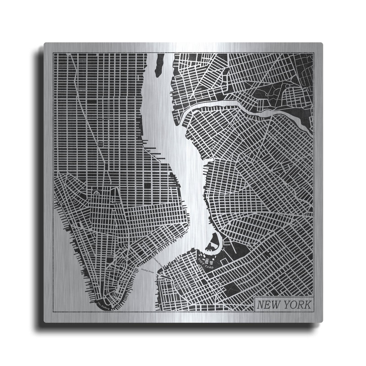 'New York Map Black' by Laura Marshall – Metal Wall Art