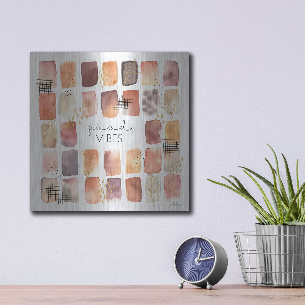 'Desert Blooms 6' by Laura Marshall – Metal Wall Art, 12x12 room view