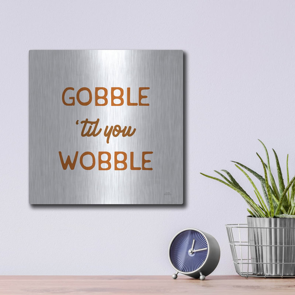 'Thanksgiving Typography 1' by Laura Marshall – Metal Wall Art, 12x12 room view