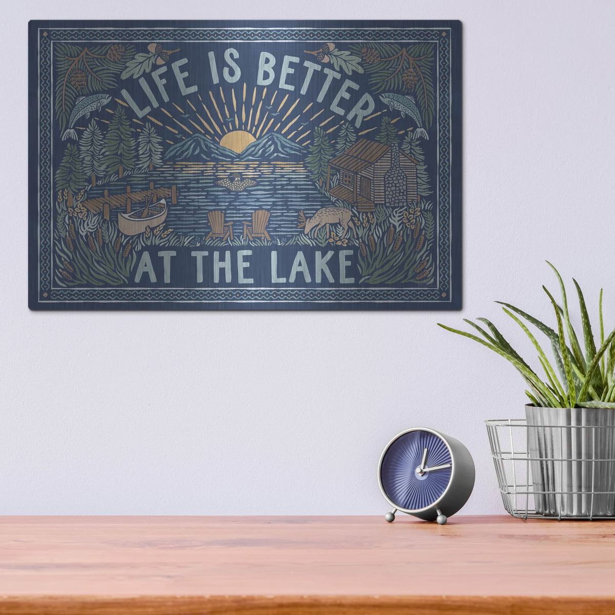 'Lakeside Days 1 Blue' by Laura Marshall – Metal Wall Art, 16x12 room view