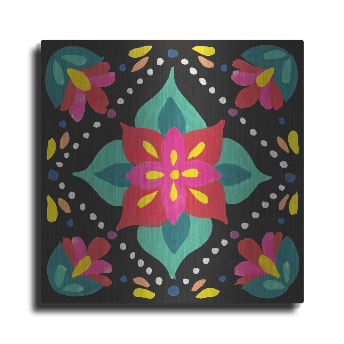 'Floral Fiesta Tile Xi' by Laura Marshall – Metal Wall Art