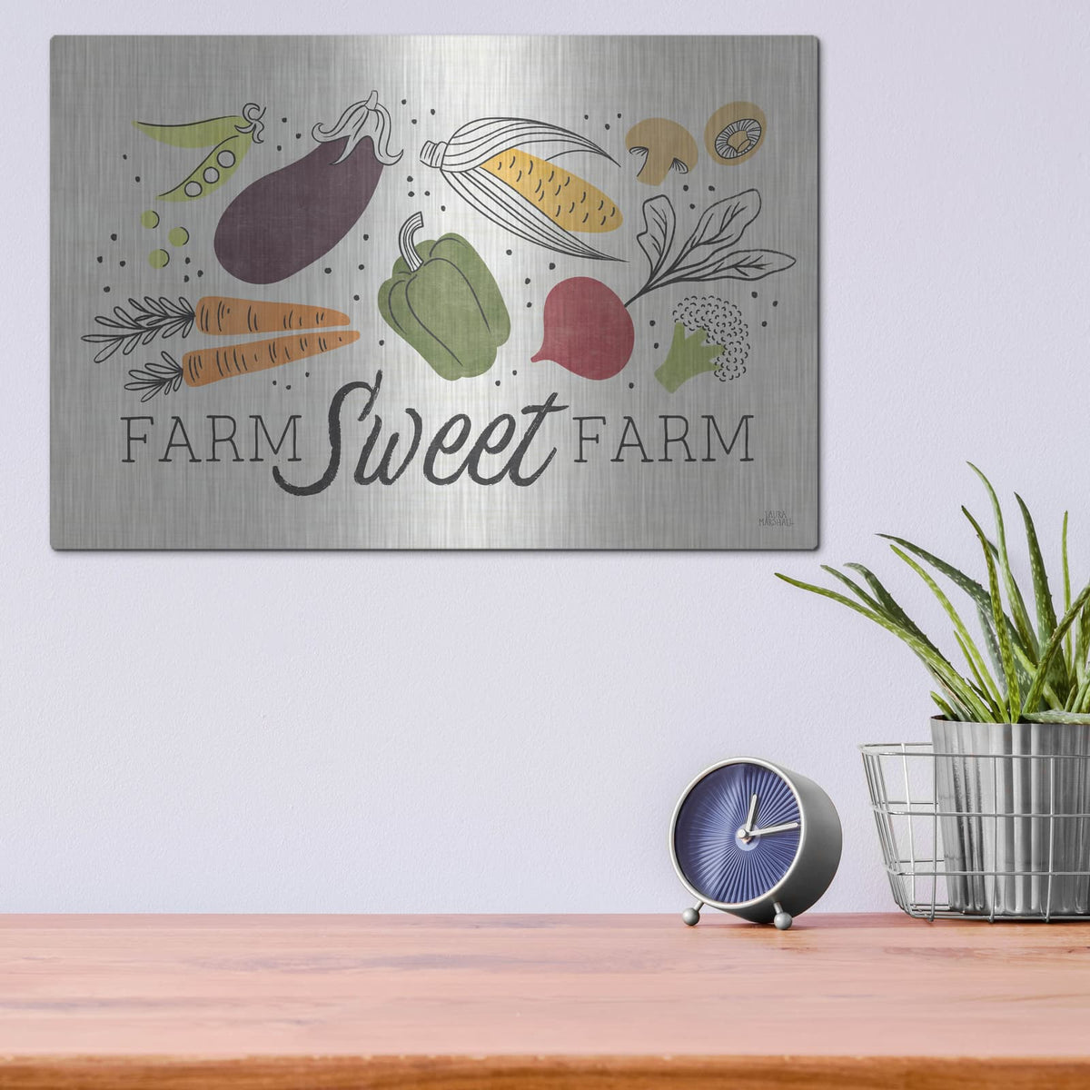 'Garden Goodies 1 Cream' by Laura Marshall – Metal Wall Art, 16x12 room view