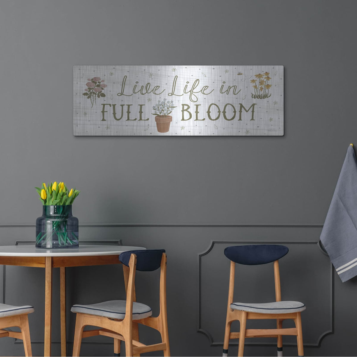 'Blooming Garden Ix' by Laura Marshall – Metal Wall Art, 48x16 room view