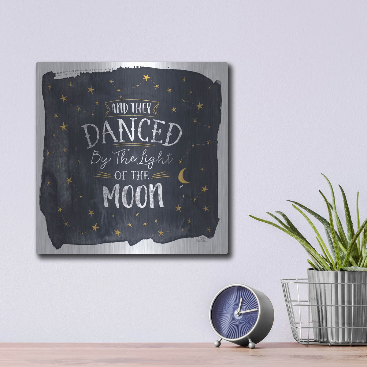 'Celestial Love 2 Sq' by Laura Marshall – Metal Wall Art, 12x12 room view