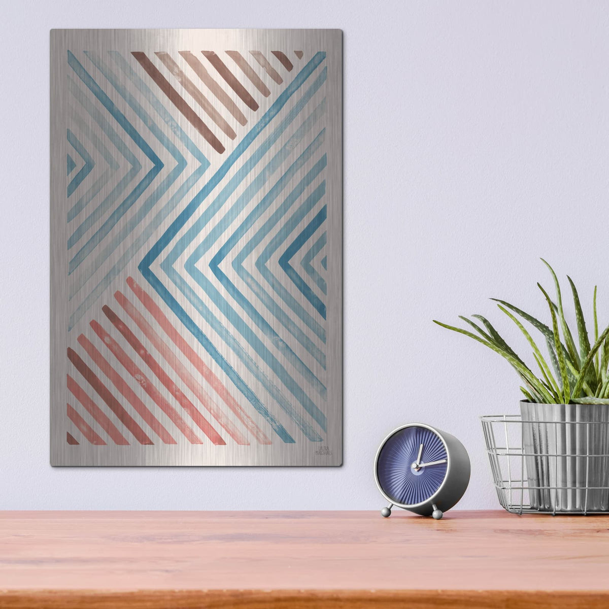 'Red And Blue Sunset 1' by Laura Marshall – Metal Wall Art, 12x16 room view