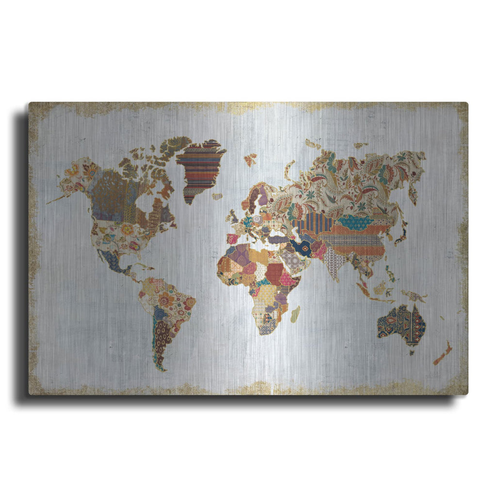 'Pattern World Map' by Laura Marshall – Metal Wall Art