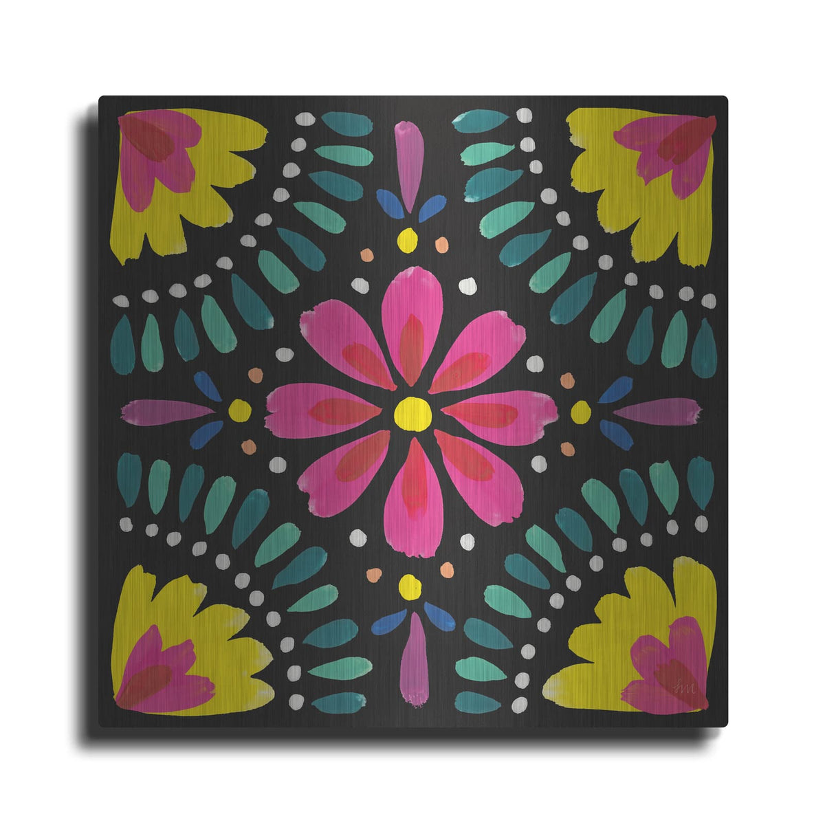 'Floral Fiesta Tile X' by Laura Marshall – Metal Wall Art