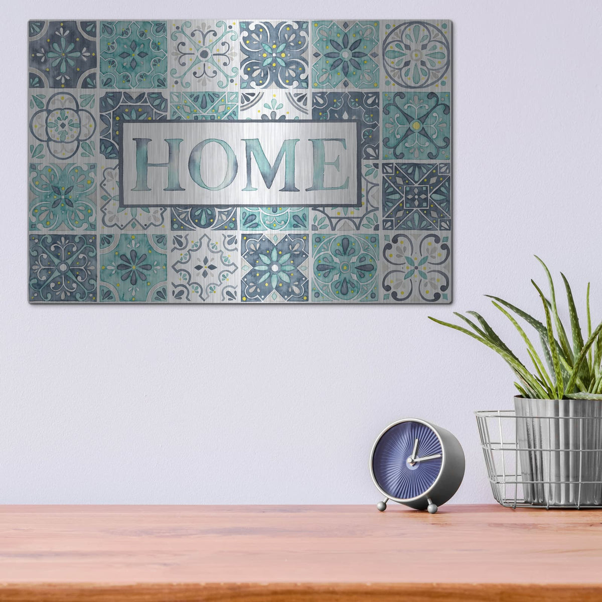 'Garden Getaway Home' by Laura Marshall – Metal Wall Art, 16x12 room view
