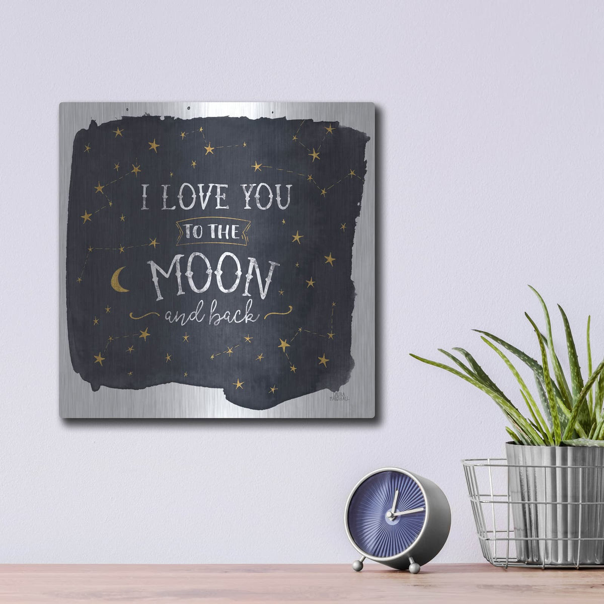 'Celestial Love 1 Sq' by Laura Marshall – Metal Wall Art, 12x12 room view