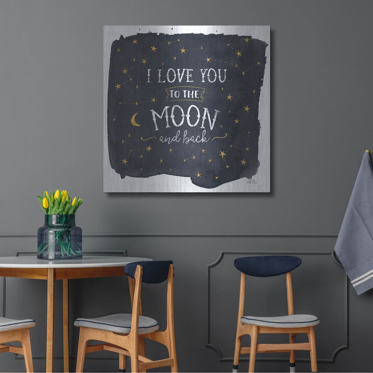 'Celestial Love 1 Sq' by Laura Marshall – Metal Wall Art, 36x36 room view