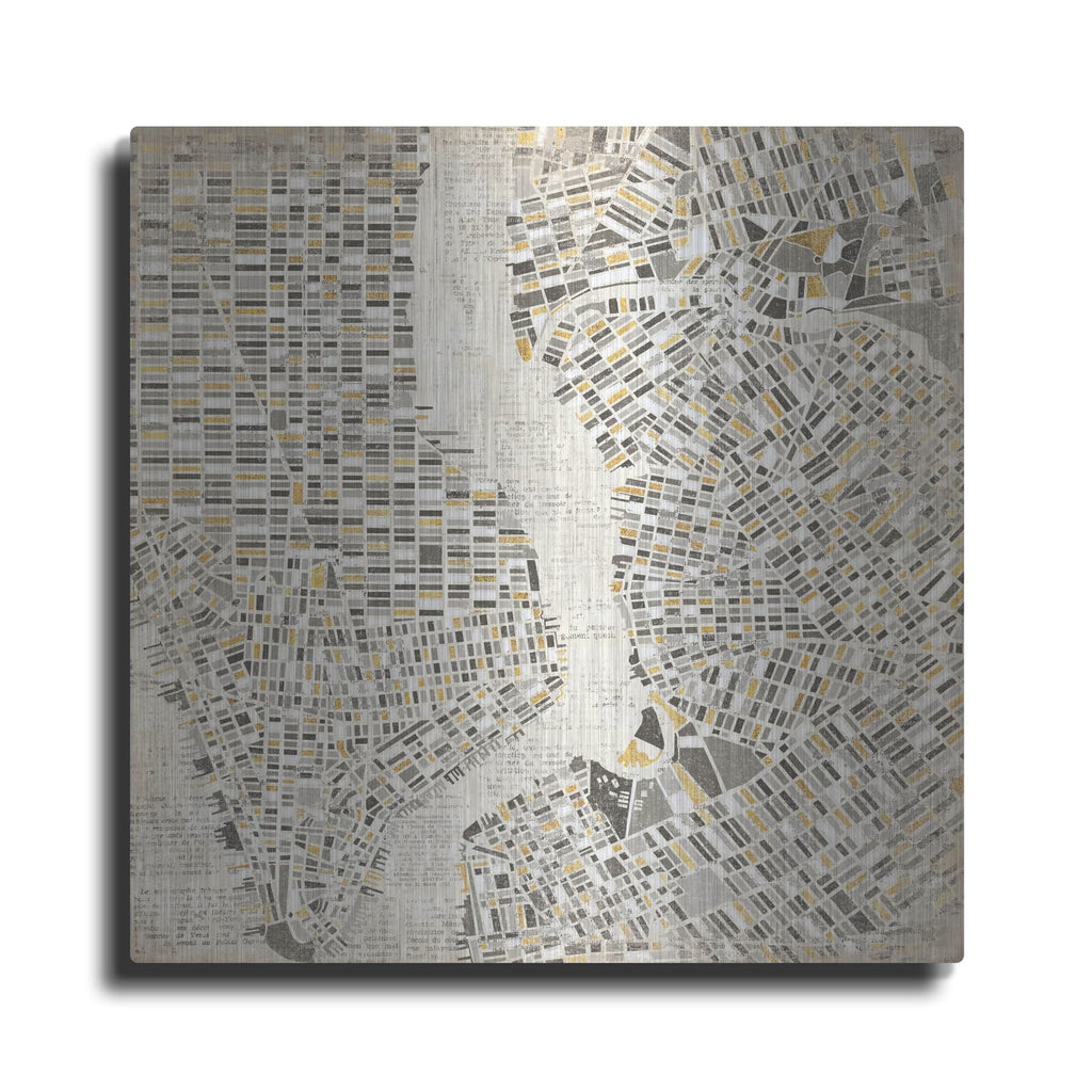 'Neutral New York Map' by Laura Marshall – Metal Wall Art