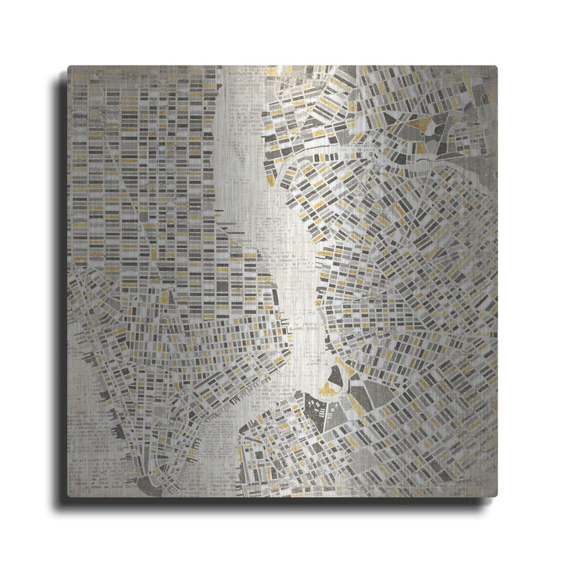'Neutral New York Map' by Laura Marshall – Metal Wall Art