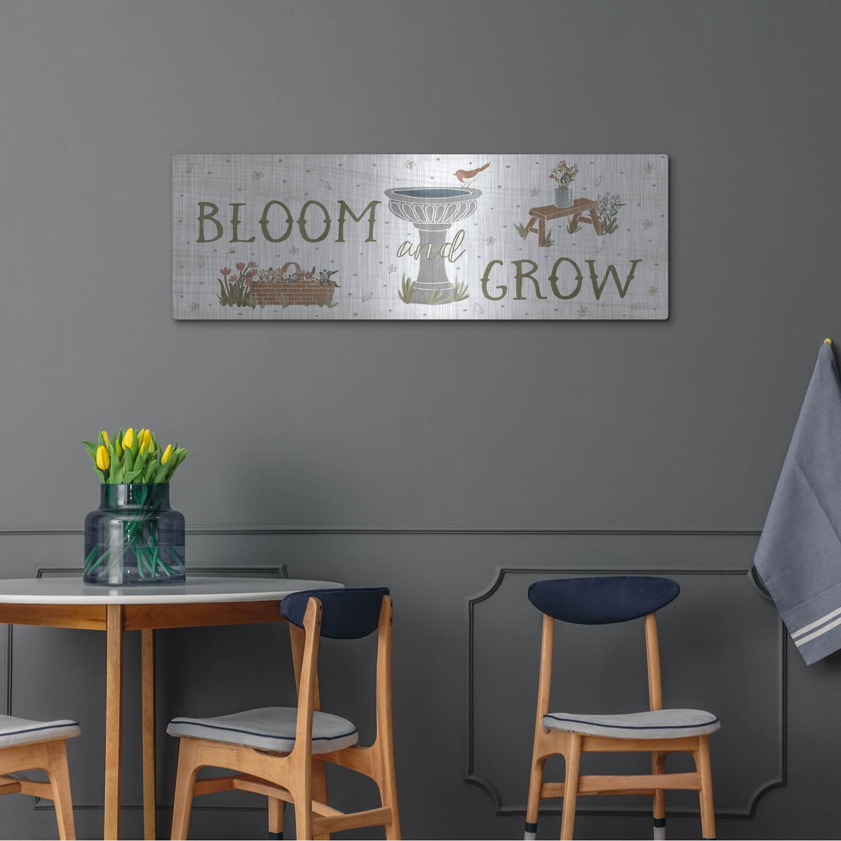 'Blooming Garden V3' by Laura Marshall – Metal Wall Art, 48x16 room view