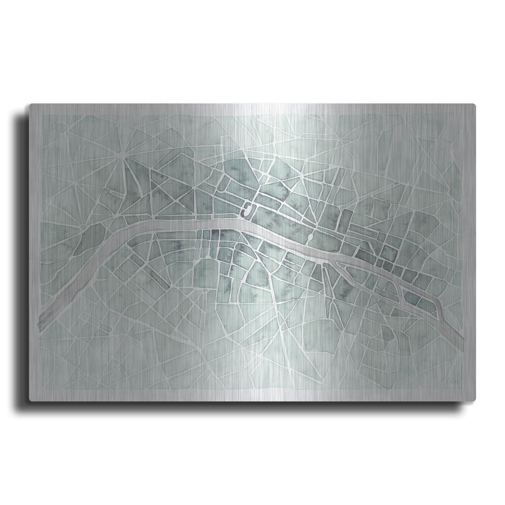 'Watercolor Wanderlust Paris Mint' by Laura Marshall – Metal Wall Art