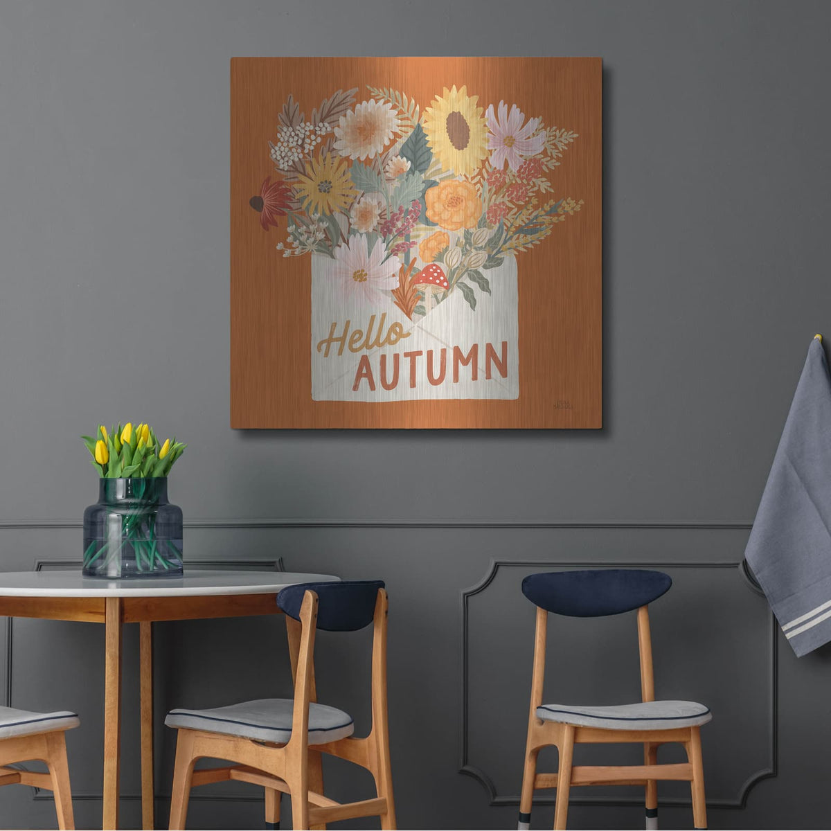 'Autumn Meadow 4' by Laura Marshall – Metal Wall Art, 36x36 room view