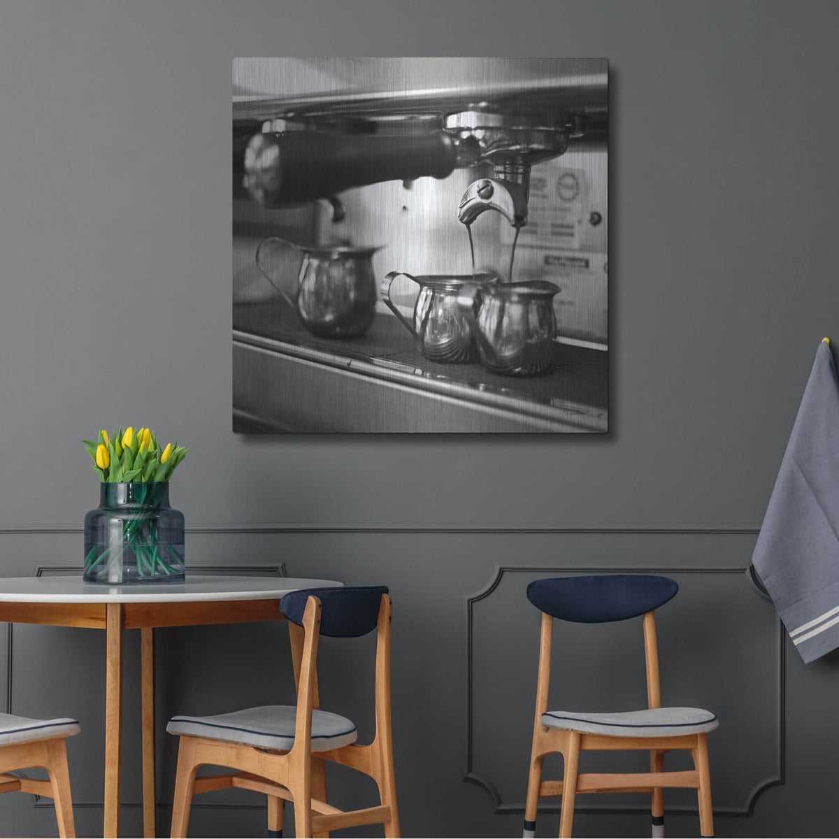'Coffeehouse 2' by Laura Marshall – Metal Wall Art, 36x36 room view