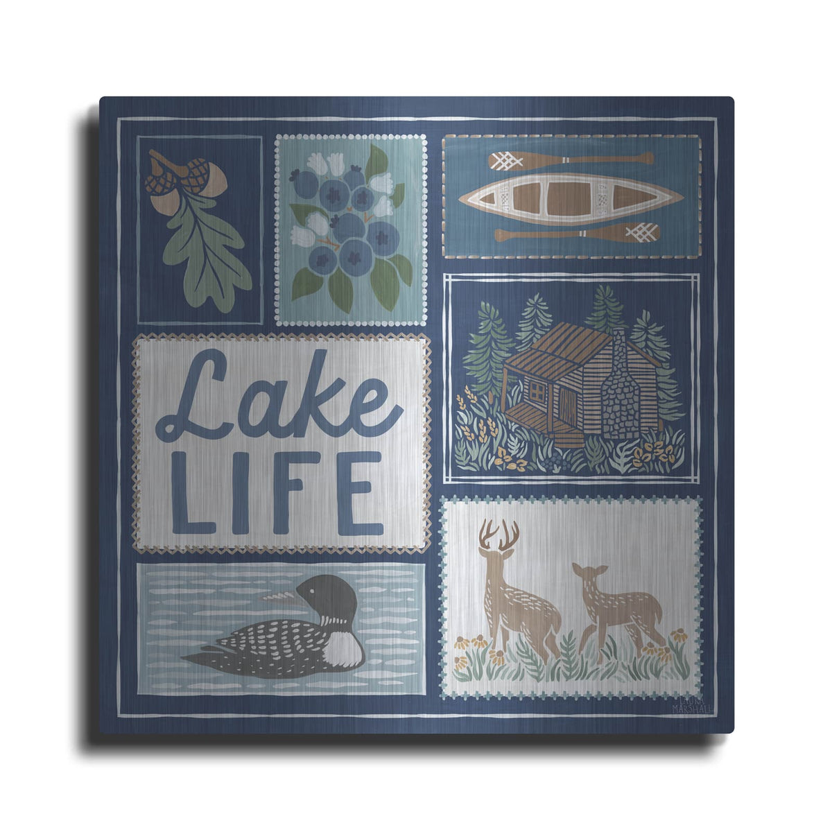 'Lakeside Days 7 Blue' by Laura Marshall – Metal Wall Art