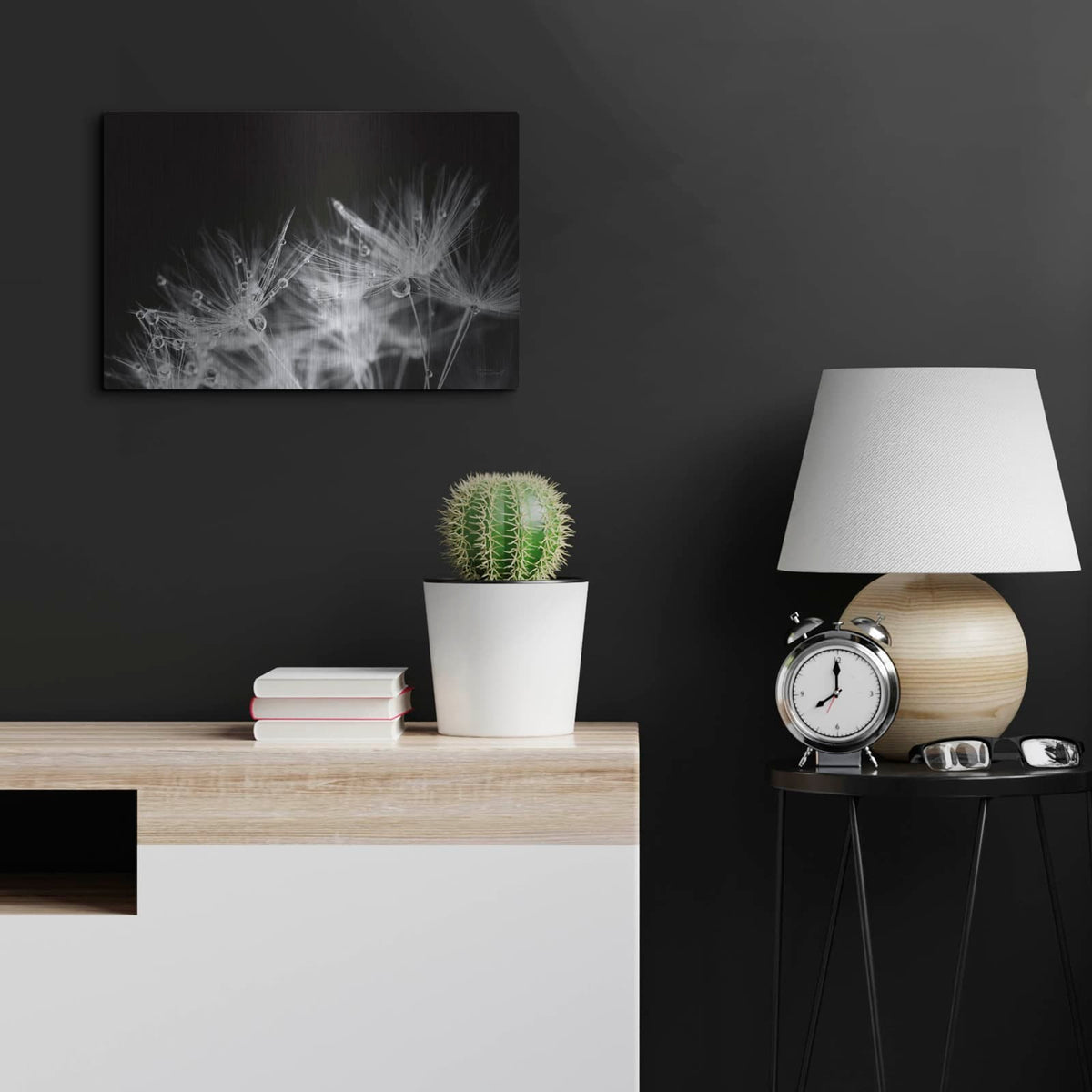 'Dandelion Dewdrops 2' by Laura Marshall – Metal Wall Art, 24x16 room view