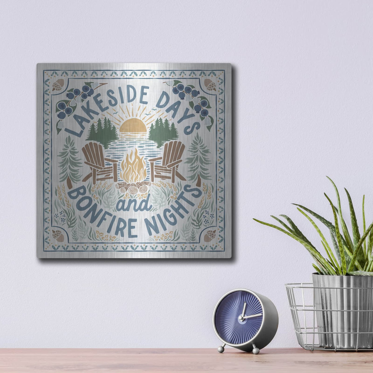 'Lakeside Days 4' by Laura Marshall – Metal Wall Art, 12x12 room view
