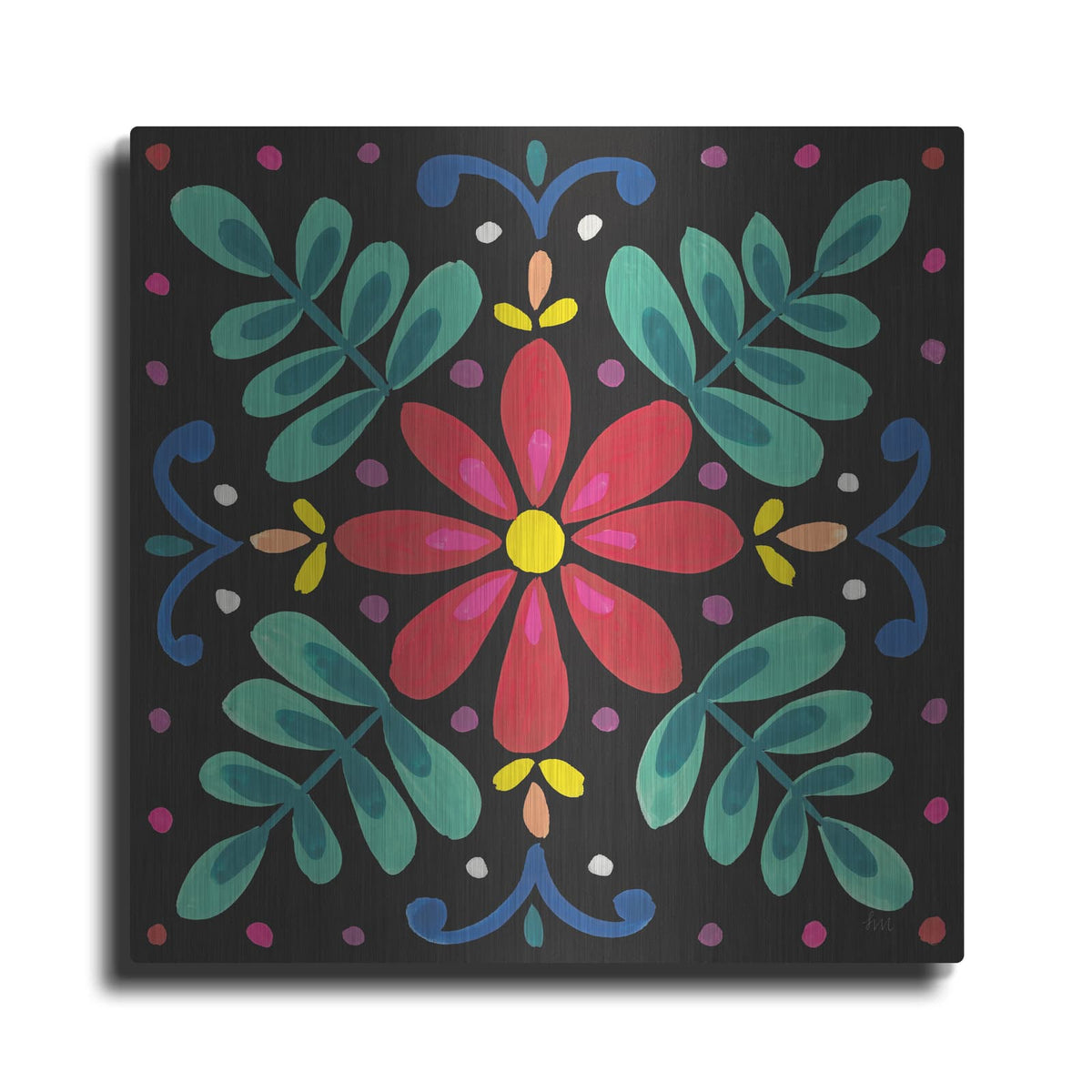 'Floral Fiesta Tile 6' by Laura Marshall – Metal Wall Art