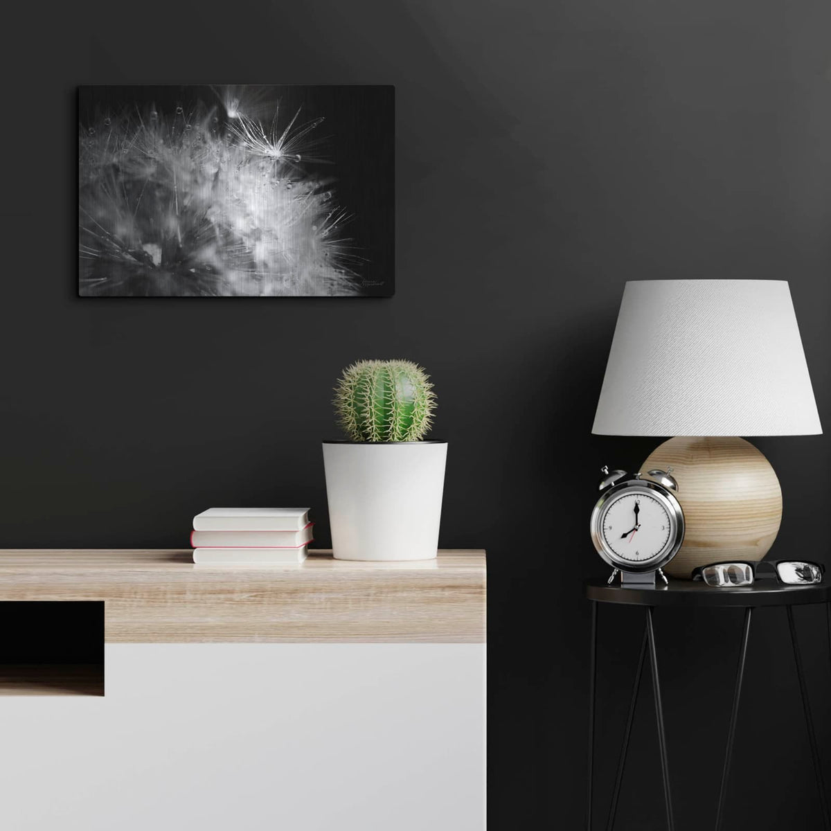 'Dandelion Dewdrops 1' by Laura Marshall – Metal Wall Art, 24x16 room view