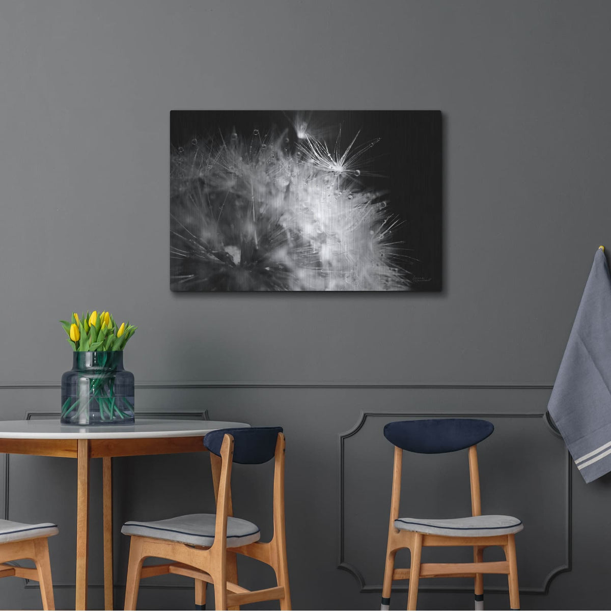 'Dandelion Dewdrops 1' by Laura Marshall – Metal Wall Art, 36x24 room view
