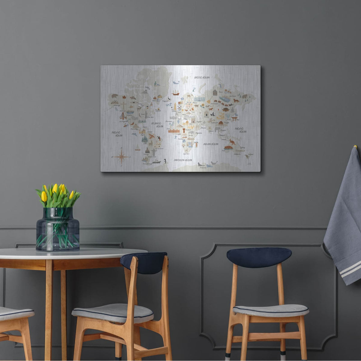 'Around The World 1' by Laura Marshall – Metal Wall Art, 36x24 room view