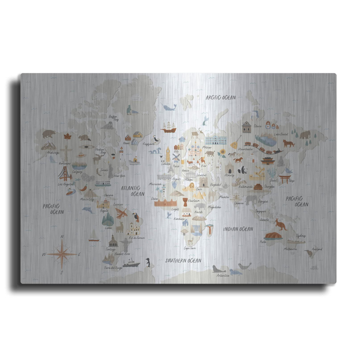 'Around The World 1' by Laura Marshall – Metal Wall Art