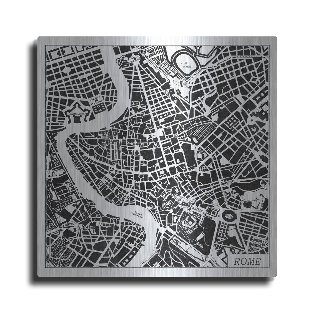 'Rome Map Black' by Laura Marshall – Metal Wall Art