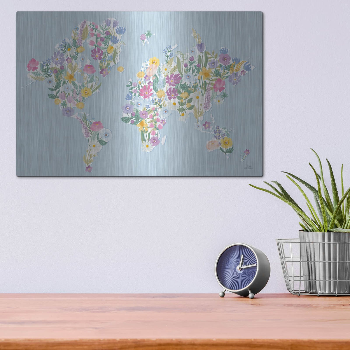 'Spring Meadow World' by Laura Marshall – Metal Wall Art, 16x12 room view