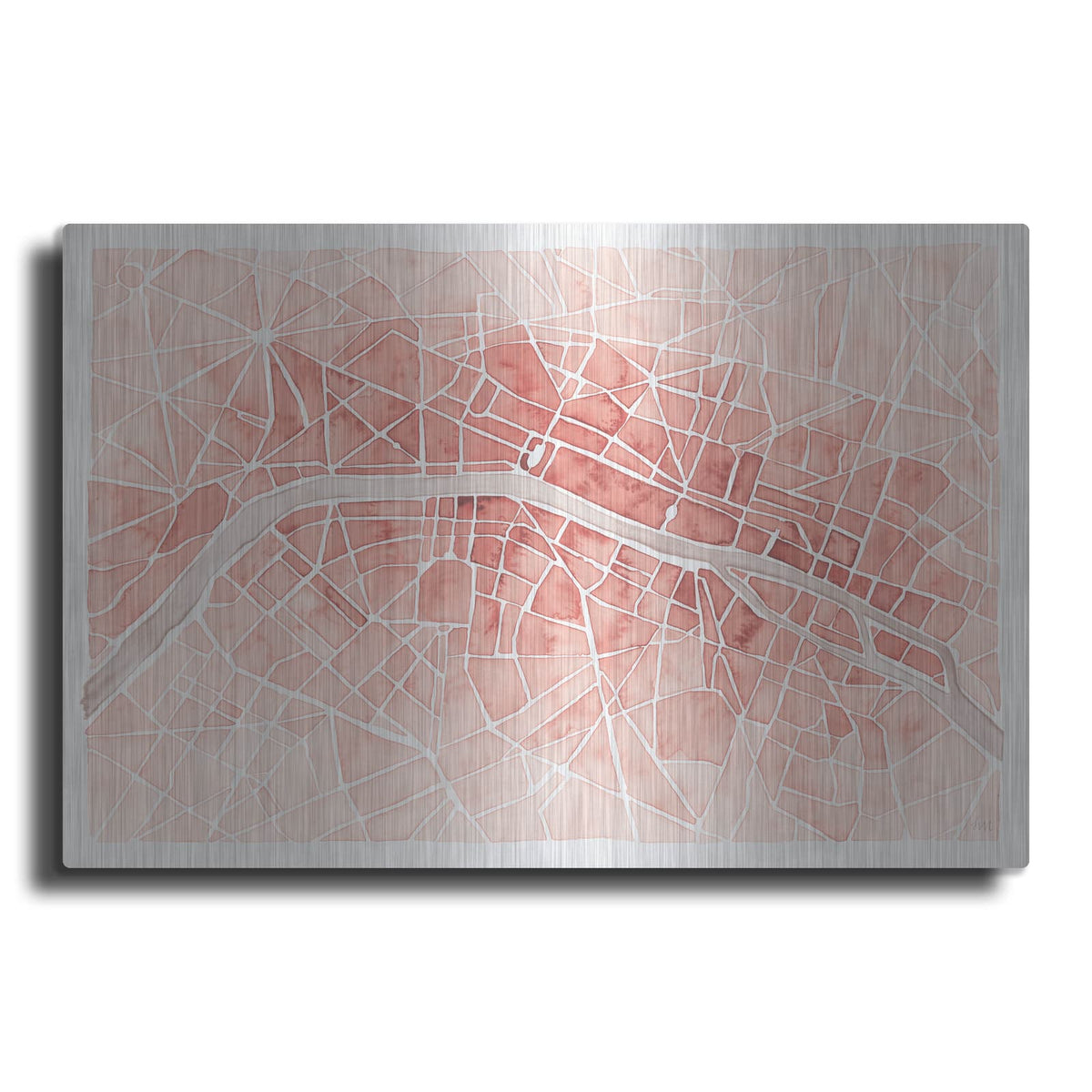 'Watercolor Wanderlust Paris Coral' by Laura Marshall – Metal Wall Art