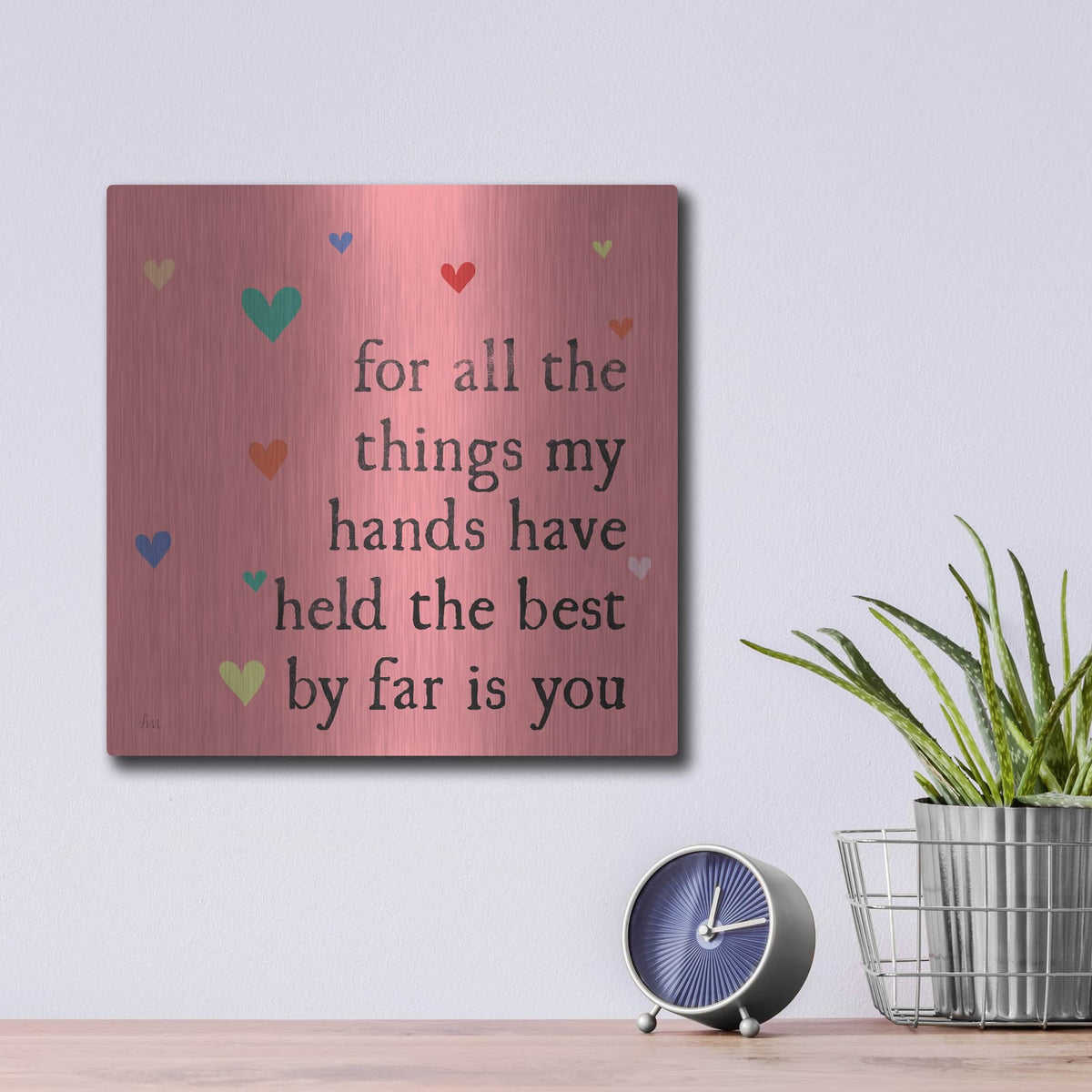 'Simple Romance 2 Colorful' by Laura Marshall – Metal Wall Art, 12x12 room view